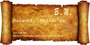Balaskó Melióra névjegykártya